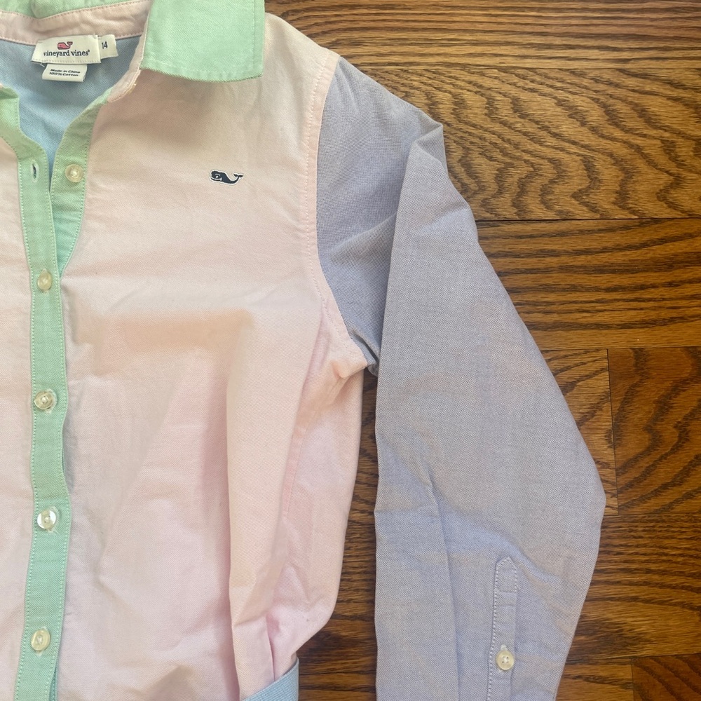 Colorblock Button-Up Dress - Picture 2 of 4